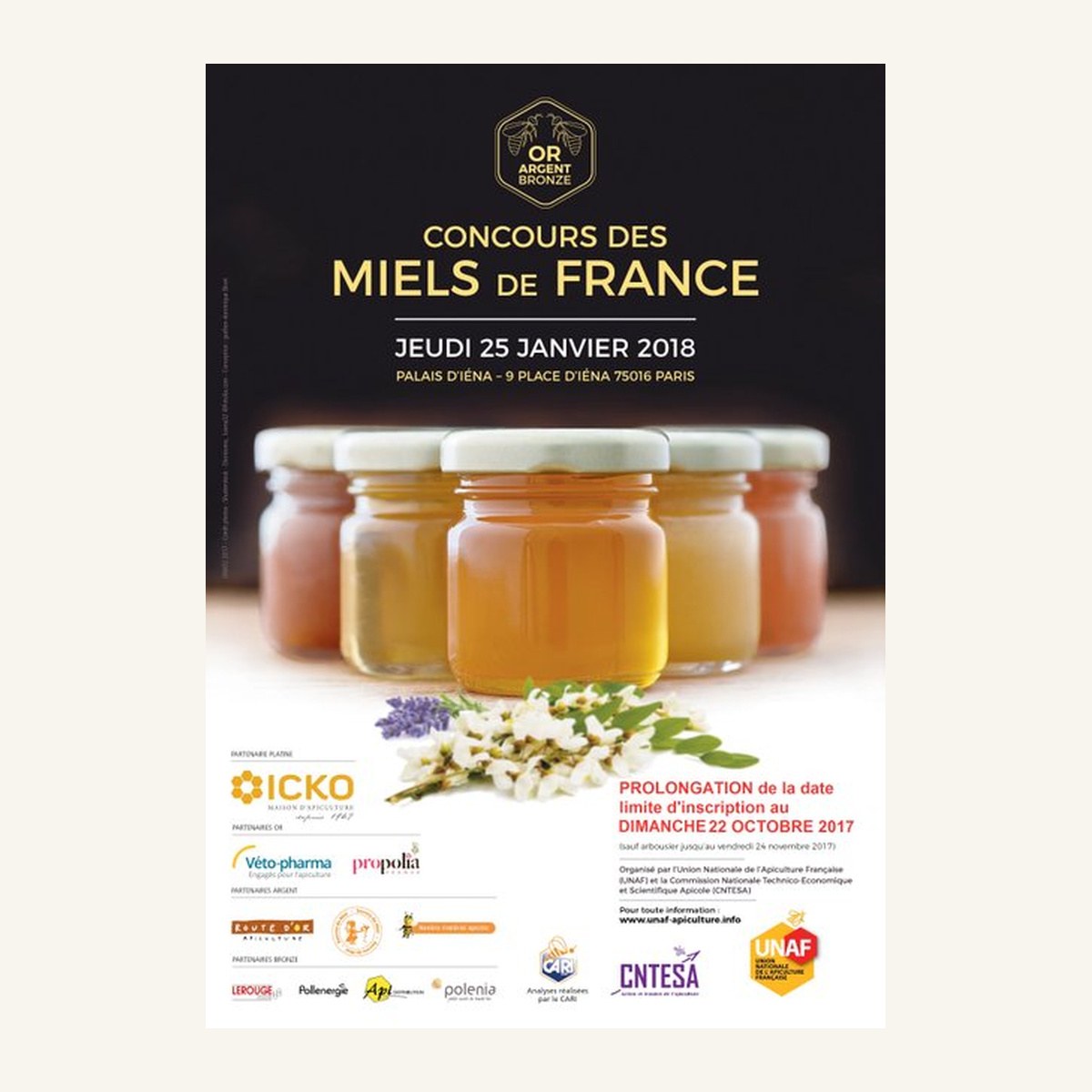 2018 Une Médaille de BRONZE pour le miel de Montagne, au Concours des Miels de France 2018